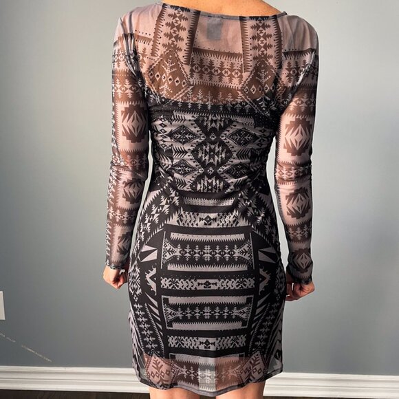 Desigual Long-Sleeved Sexy Tulle Combo Dress - Size S - Picture 2 of 3